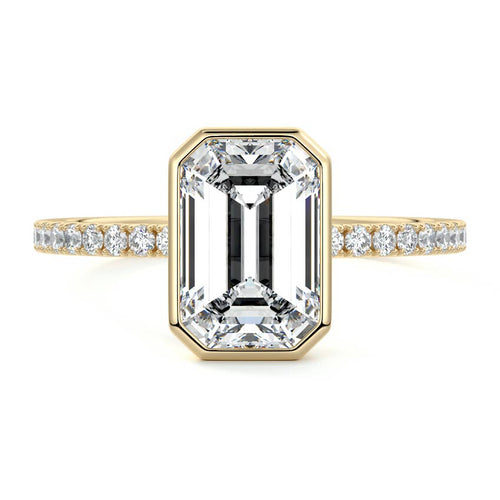 Viola - Emerald Cut Yellow Gold Lab Grown Diamond Engagement Ring | Nura Lab