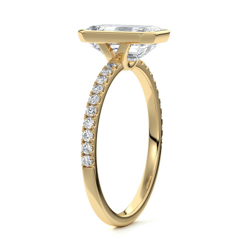 Viola - Emerald Cut Yellow Gold Engagement Ring Side View | Nura Lab