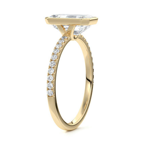 Viola - Emerald Cut Yellow Gold Engagement Ring Side View | Nura Lab