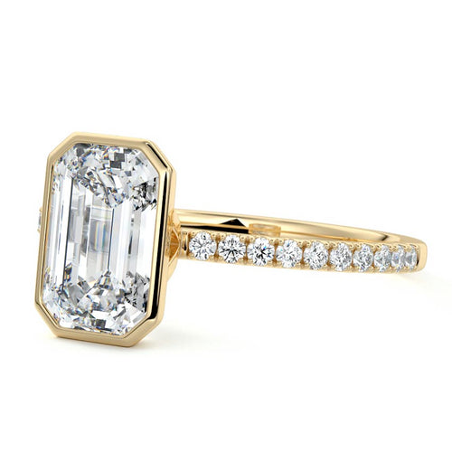 Viola - Emerald Cut Yellow Gold Engagement Ring Profile View | Nura Lab