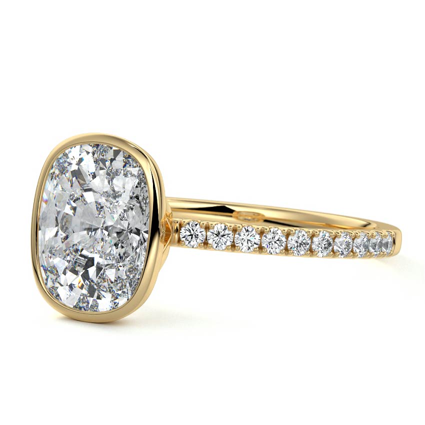 Viola - Cushion Yellow Gold Engagement Ring Profile View | Nura Lab