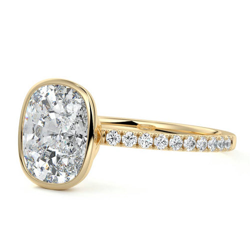 Viola - Cushion Yellow Gold Engagement Ring Detail View | Nura Lab
