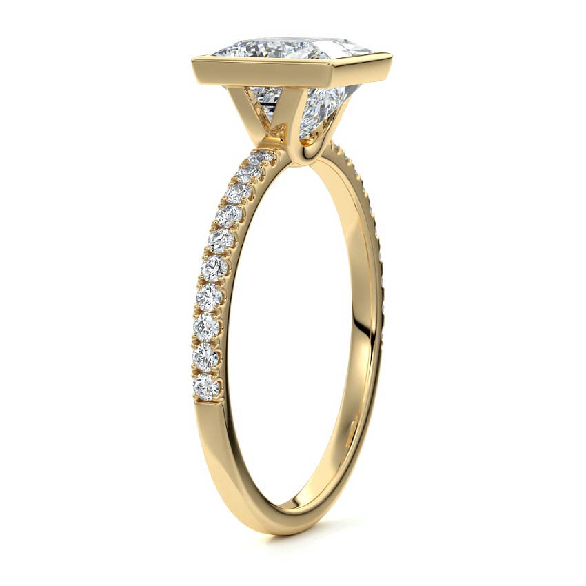 Viola - Princess Yellow Gold Engagement Ring Side View | Nura Lab