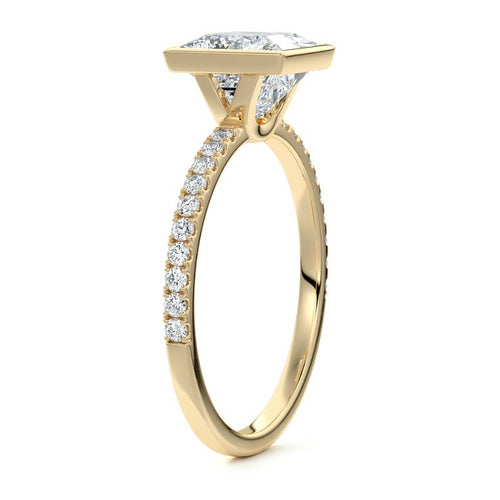 Viola - Princess Yellow Gold Engagement Ring Side View | Nura Lab