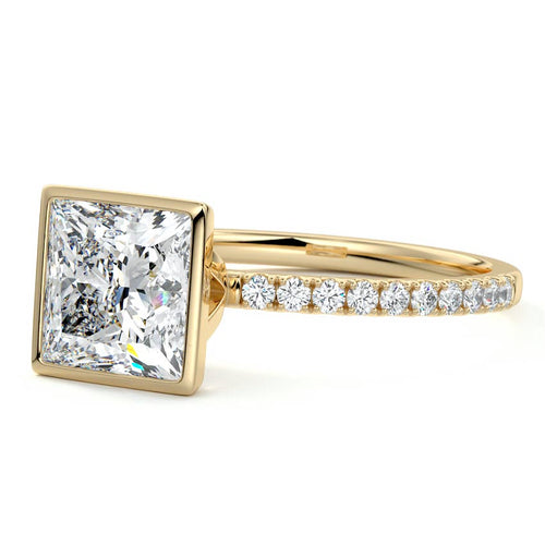 Viola - Princess Yellow Gold Engagement Ring Profile View | Nura Lab