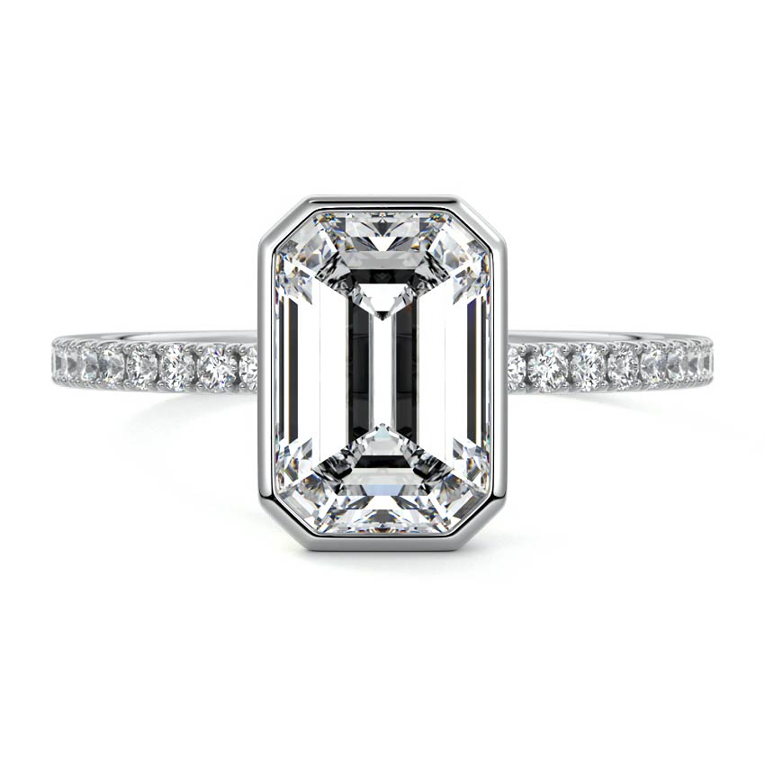 Viola - Emerald Cut White Gold Lab Grown Diamond Engagement Ring | Nura Lab