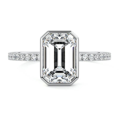 Viola - Emerald Cut Platinum Lab Grown Diamond Engagement Ring | Nura Lab