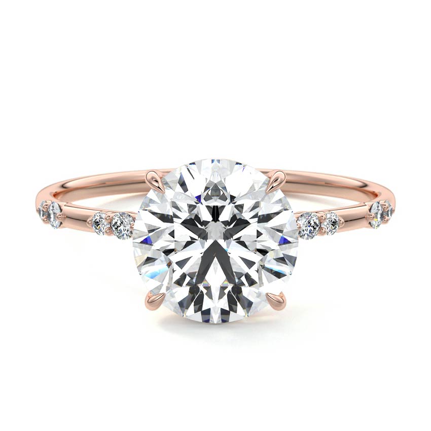 Yasmin round side stone lab grown diamond engagement ring in rose gold
