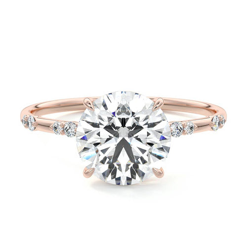 Yasmin round side stone lab grown diamond engagement ring in rose gold