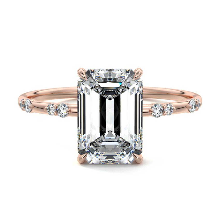 Yasmin - Emerald Cut Rose Gold Lab Grown Diamond Engagement Ring | Nura Lab