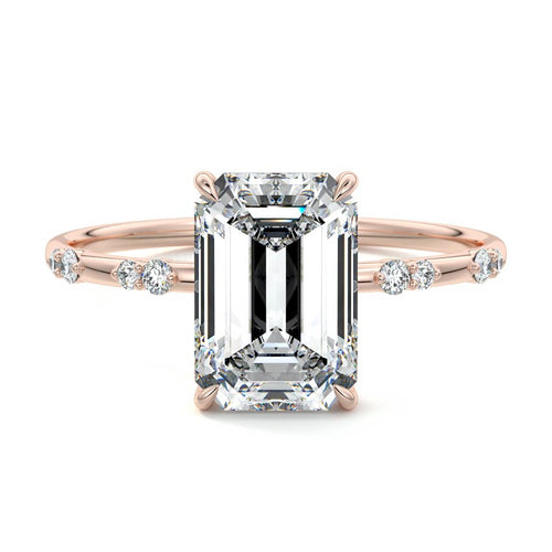 Yasmin - Emerald Cut Rose Gold Lab Grown Diamond Engagement Ring | Nura Lab