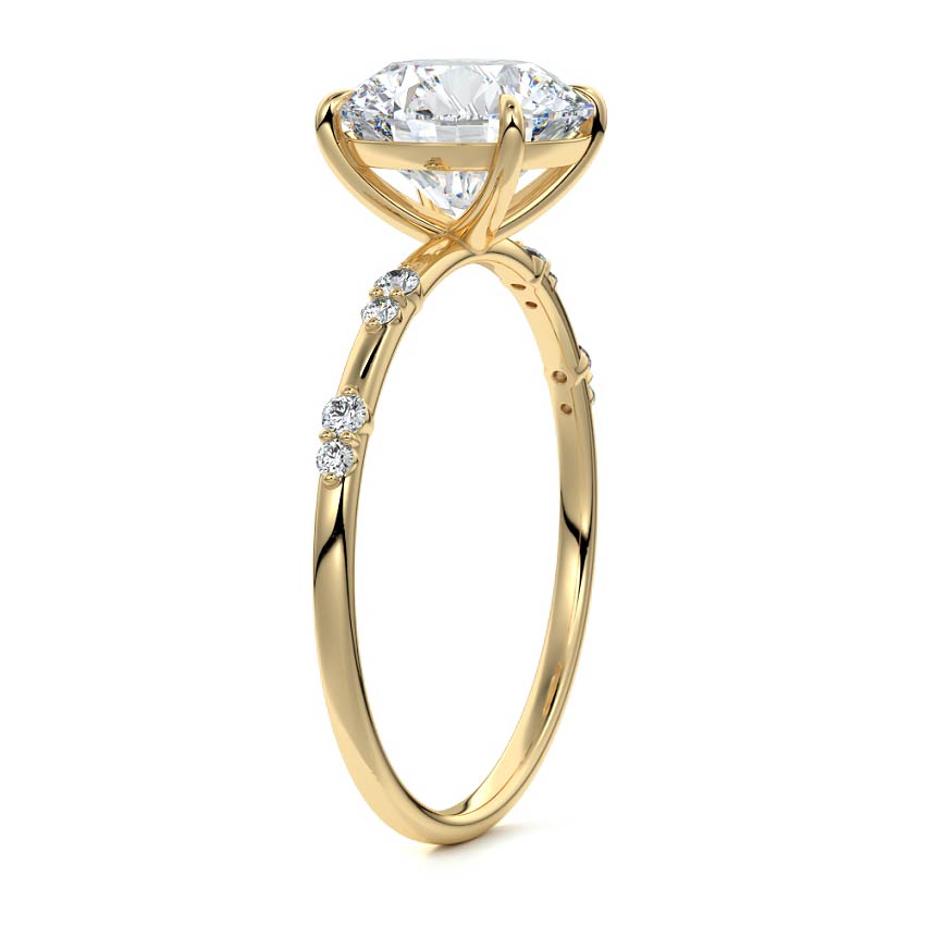 Yasmin round side stone lab grown diamond engagement ring in yellow gold