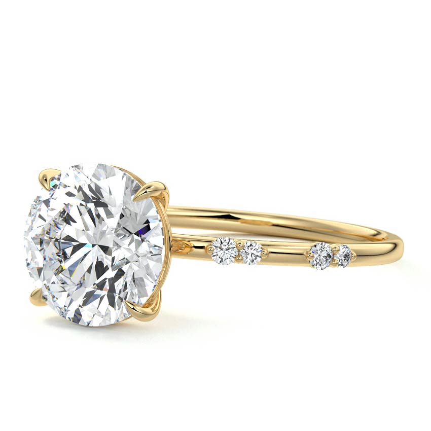 Yasmin round side stone lab grown diamond engagement ring in yellow gold