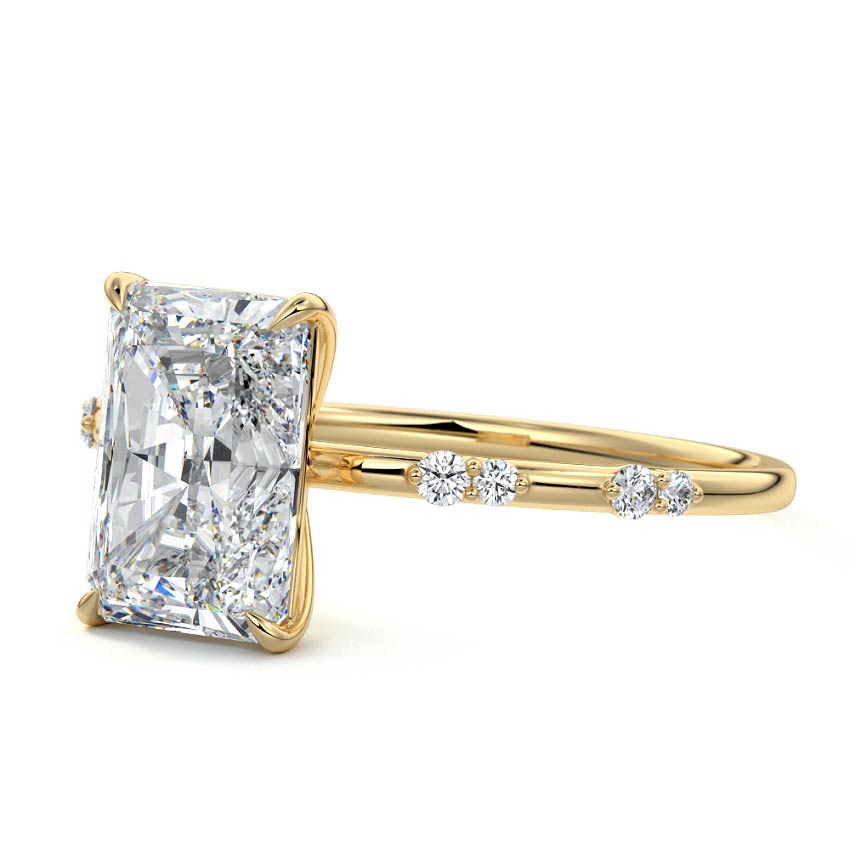Yasmin - Radiant Yellow Gold Engagement Ring Profile View | Nura Lab
