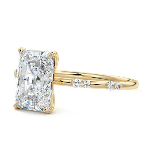Yasmin - Radiant Yellow Gold Engagement Ring Profile View | Nura Lab