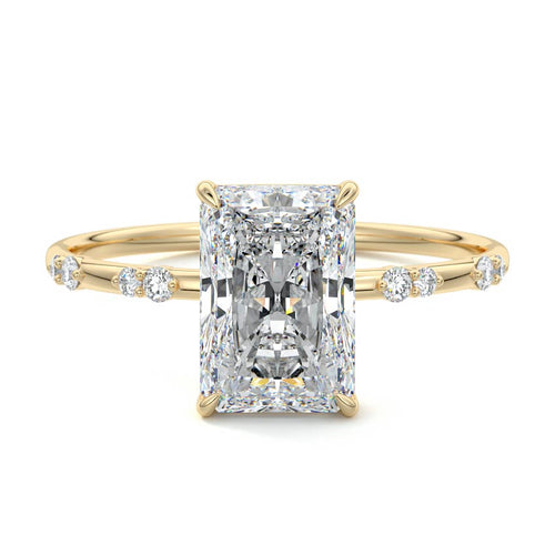 Yasmin - Radiant Yellow Gold Engagement Ring Detail View | Nura Lab