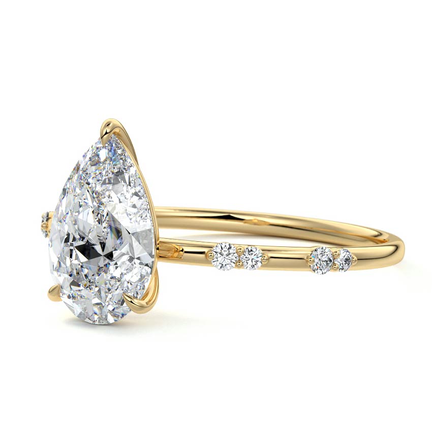 Yasmin - Pear Yellow Gold Engagement Ring Profile View | Nura Lab