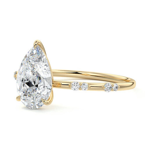 Yasmin - Pear Yellow Gold Engagement Ring Profile View | Nura Lab