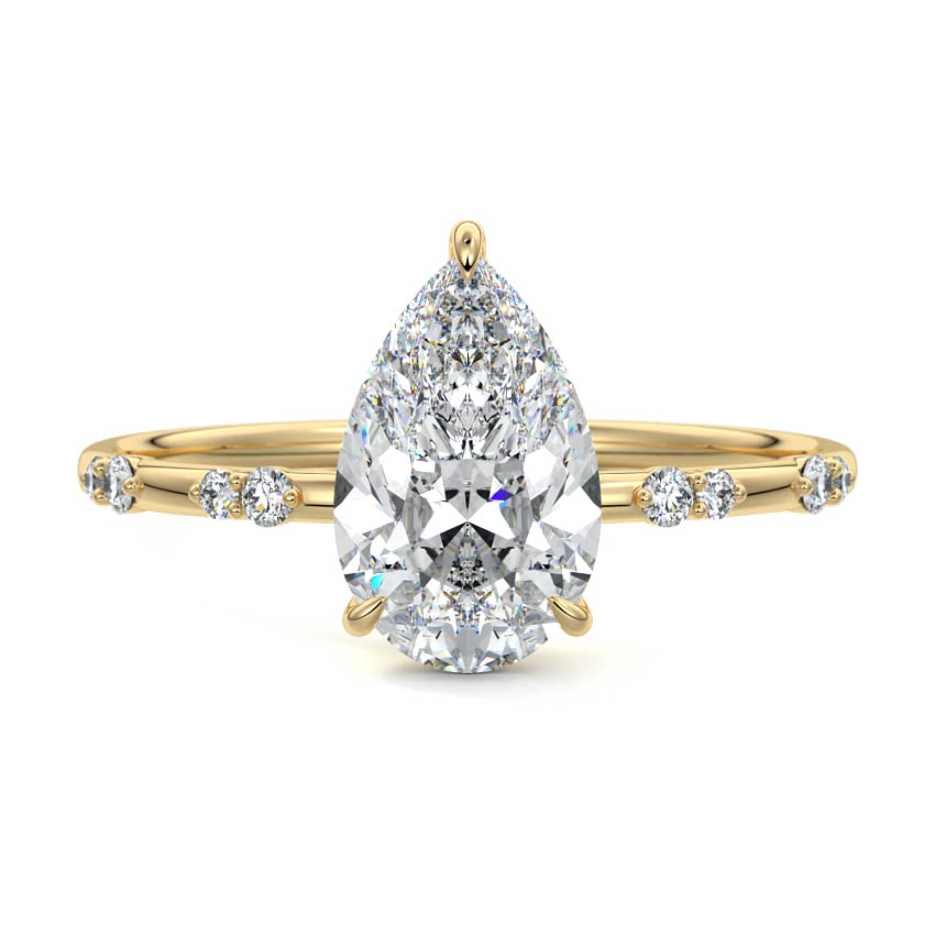 Yasmin - Pear Yellow Gold Engagement Ring Detail View | Nura Lab