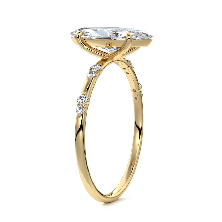 Yasmin - Marquise Yellow Gold Engagement Ring Side View | Nura Lab
