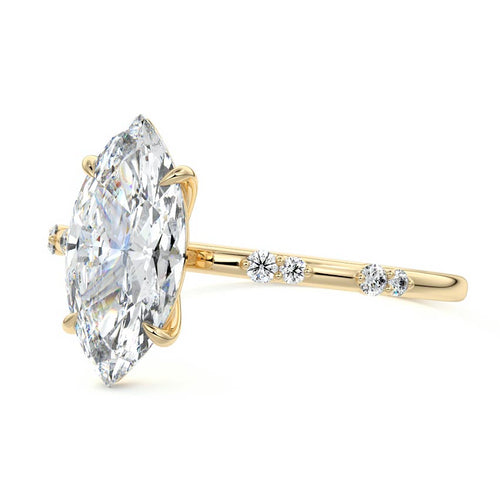 Yasmin - Marquise Yellow Gold Engagement Ring Profile View | Nura Lab