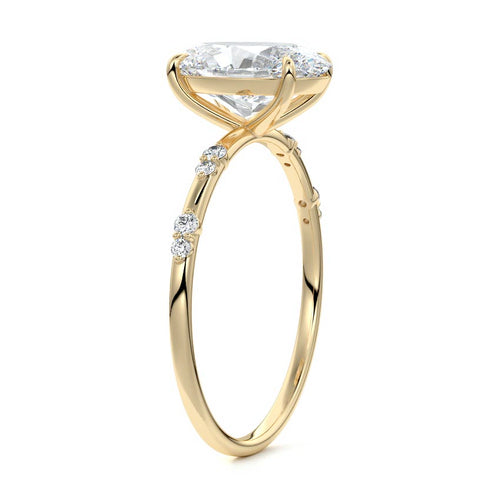 Yasmin - Oval Yellow Gold Engagement Ring Side View | Nura Lab
