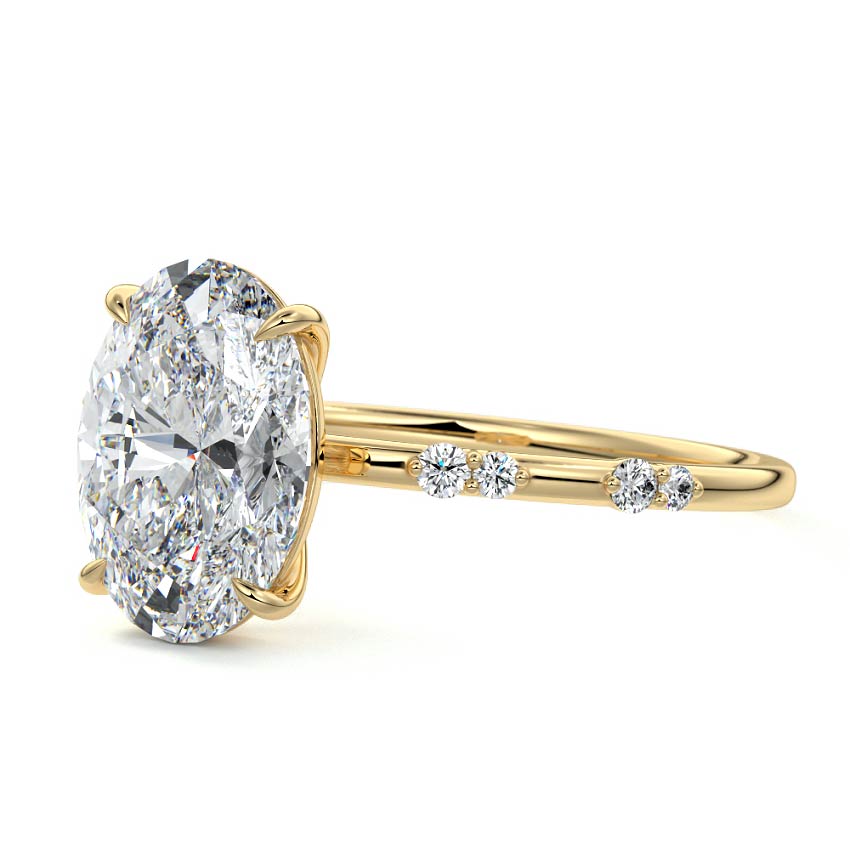 Yasmin - Oval Yellow Gold Engagement Ring Profile View | Nura Lab