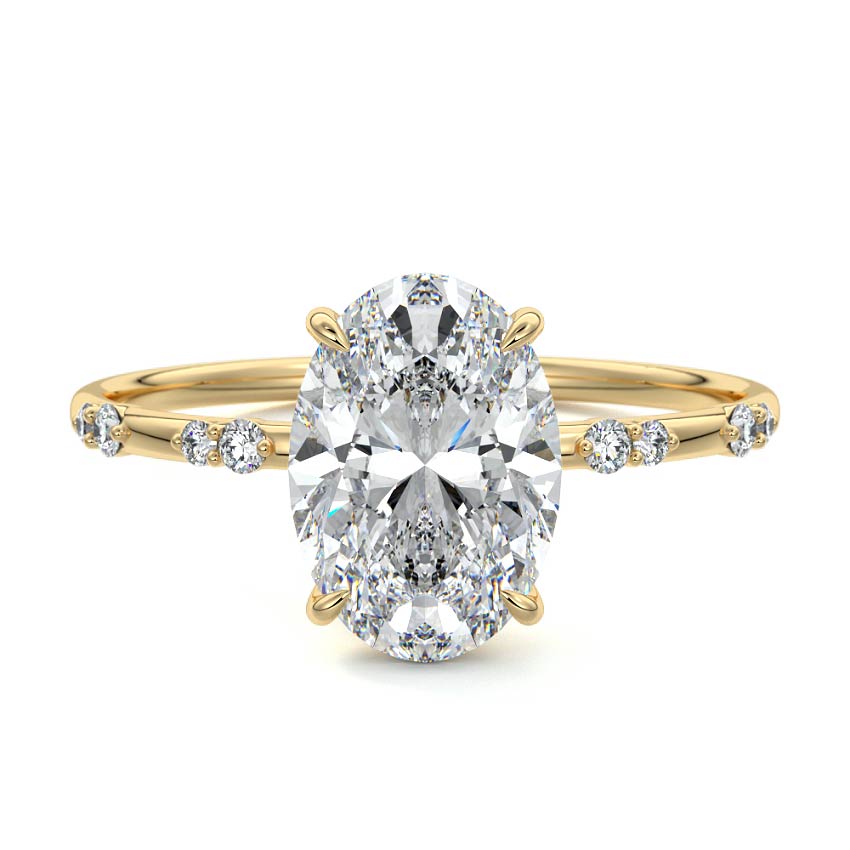 Yasmin - Oval Yellow Gold Engagement Ring Detail View | Nura Lab