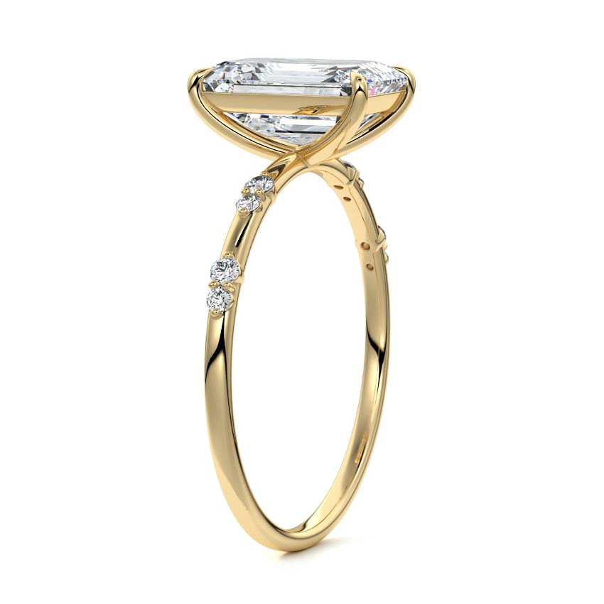 Yasmin - Emerald Cut Yellow Gold Engagement Ring Side View | Nura Lab