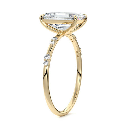 Yasmin - Emerald Cut Yellow Gold Engagement Ring Side View | Nura Lab