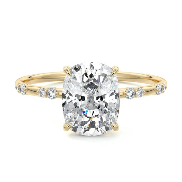 Yasmin - Cushion Side Stone Lab Grown Diamond Engagement Ring