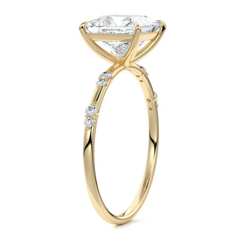 Yasmin - Princess Yellow Gold Engagement Ring Side View | Nura Lab