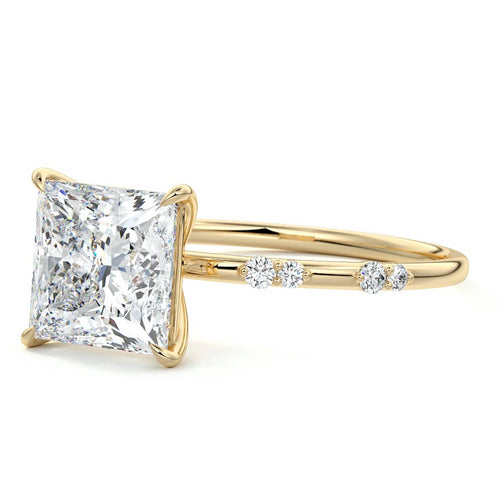 Yasmin - Princess Yellow Gold Engagement Ring Profile View | Nura Lab