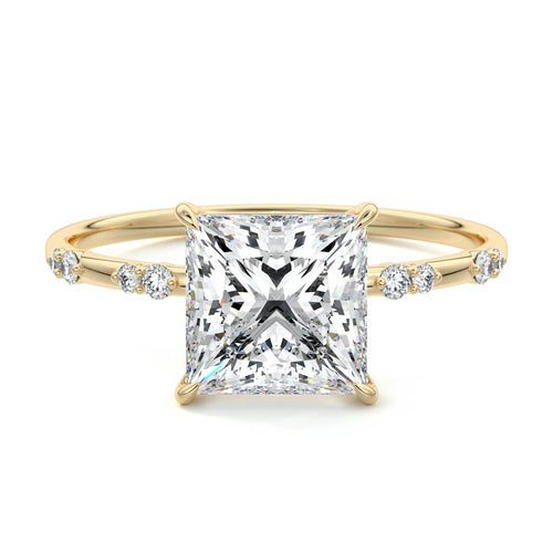 Yasmin - Princess Yellow Gold Engagement Ring Detail View | Nura Lab