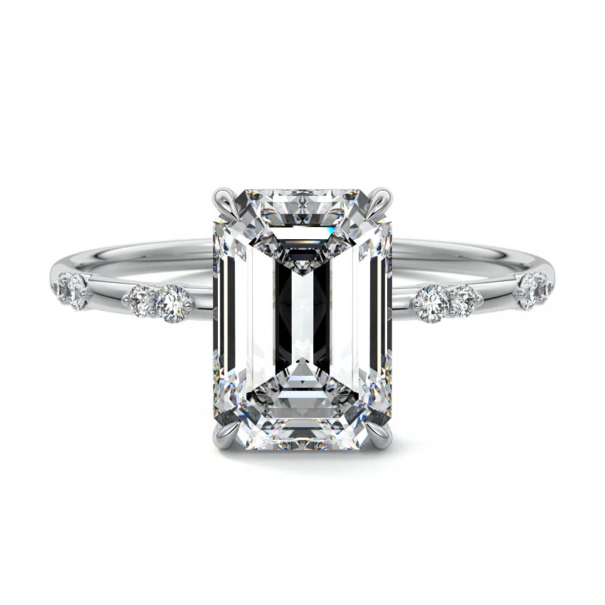 Yasmin - Emerald Cut White Gold Lab Grown Diamond Engagement Ring | Nura Lab