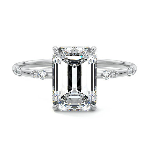 Yasmin - Emerald Cut White Gold Lab Grown Diamond Engagement Ring | Nura Lab
