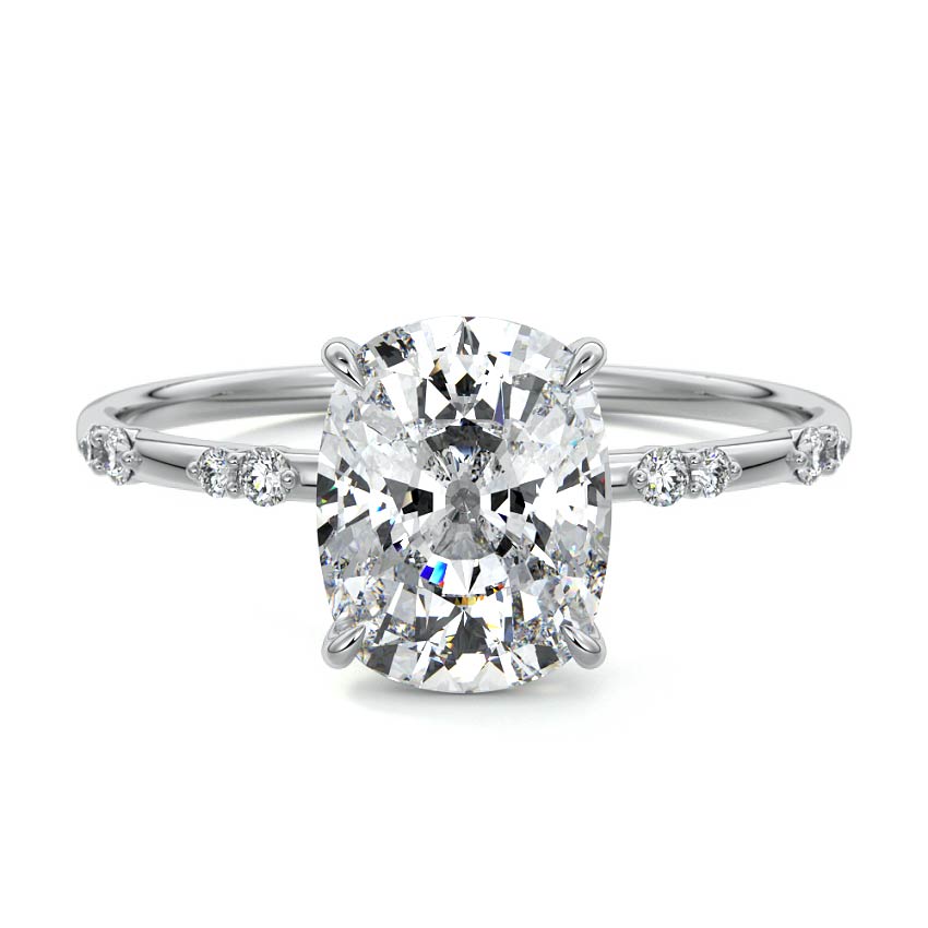 Yasmin - Cushion White Gold Lab Grown Diamond Engagement Ring | Nura Lab