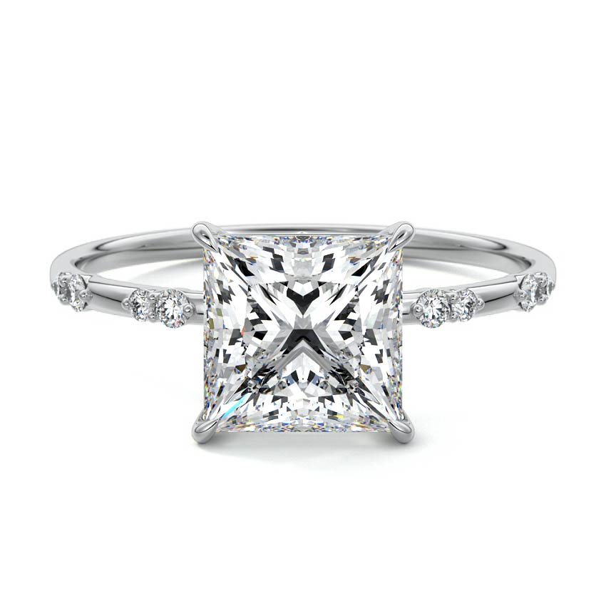 Yasmin - Princess White Gold Lab Grown Diamond Engagement Ring | Nura Lab