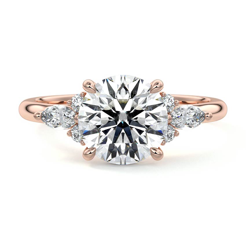 Zinnia - Round Rose Gold Lab Grown Diamond Engagement Ring | Nura Lab