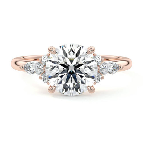 Zinnia - Round Rose Gold Lab Grown Diamond Engagement Ring | Nura Lab