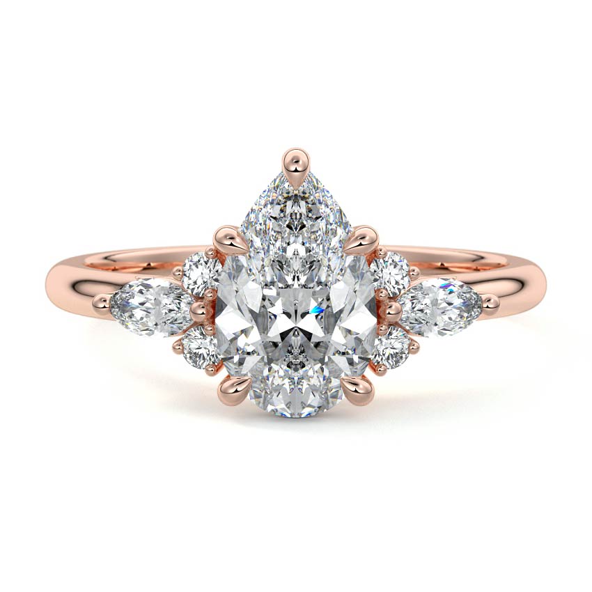 Zinnia - Pear Rose Gold Lab Grown Diamond Engagement Ring | Nura Lab