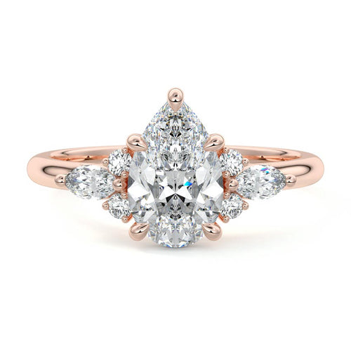 Zinnia - Pear Rose Gold Lab Grown Diamond Engagement Ring | Nura Lab
