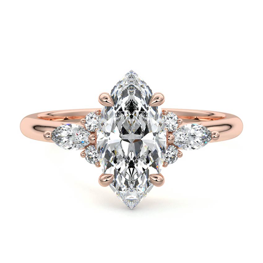 Zinnia - Marquise Rose Gold Lab Grown Diamond Engagement Ring | Nura Lab