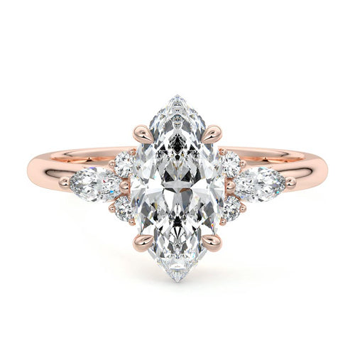 Zinnia - Marquise Rose Gold Lab Grown Diamond Engagement Ring | Nura Lab