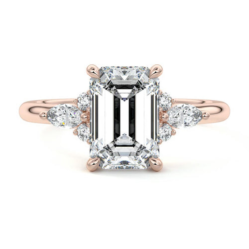 Zinnia - Emerald Cut Rose Gold Lab Grown Diamond Engagement Ring | Nura Lab