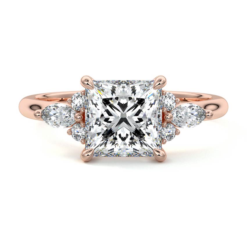 Zinnia - Princess Rose Gold Lab Grown Diamond Engagement Ring | Nura Lab