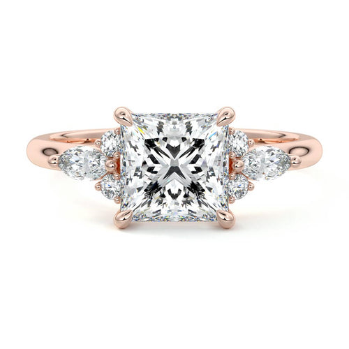 Zinnia - Princess Rose Gold Lab Grown Diamond Engagement Ring | Nura Lab