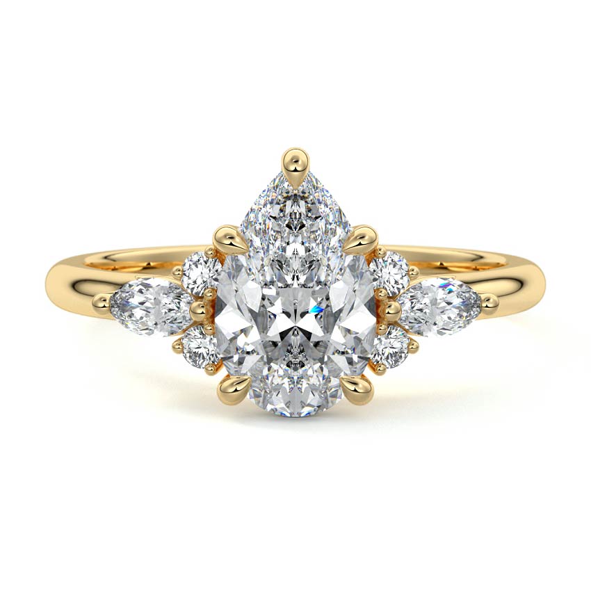 Zinnia - Pear Yellow Gold Lab Grown Diamond Engagement Ring | Nura Lab