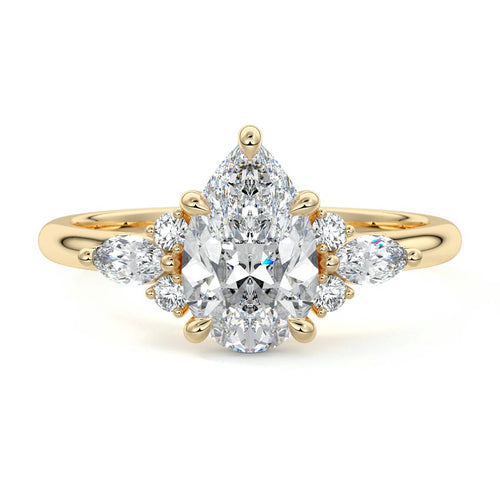 Zinnia - Pear Yellow Gold Lab Grown Diamond Engagement Ring | Nura Lab