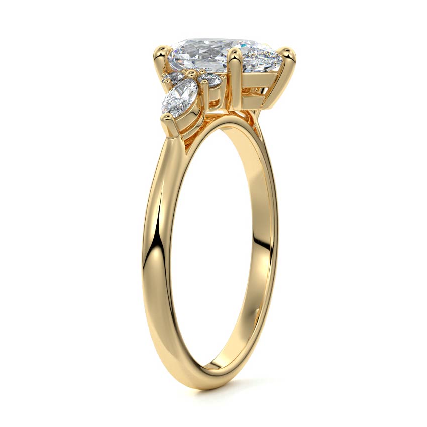 Zinnia - Pear Yellow Gold Engagement Ring Side View | Nura Lab